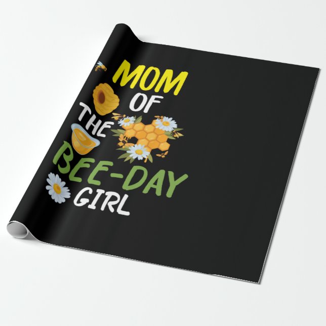 Beekeeper Art Mum Of The Bee-day Girl 2 Wrapping Paper (Unrolled)