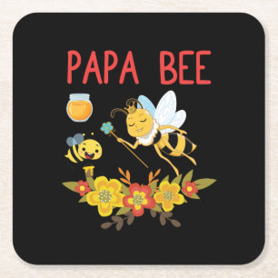 Beekeeper Art Papa Bee 2 Square Paper Coaster
