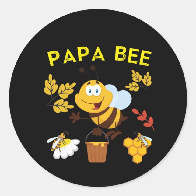 Beekeeper Art Papa Bee Classic Round Sticker (Front)