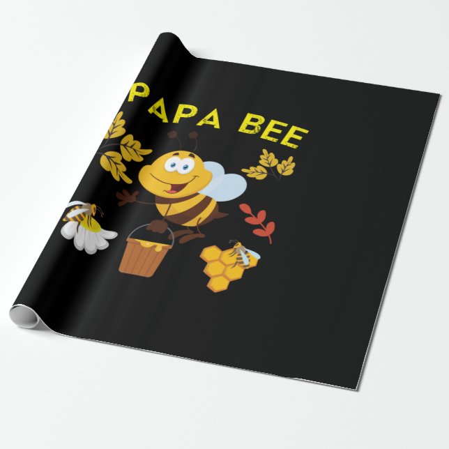 Beekeeper Art Papa Bee Wrapping Paper (Unrolled)