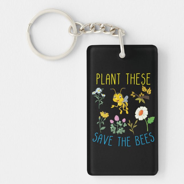 Beekeeper Art Plant These Save The Bees Key Ring (Front)