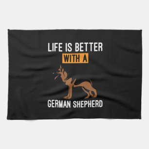 Beekeeper Art With A German Shepherd Tea Towel