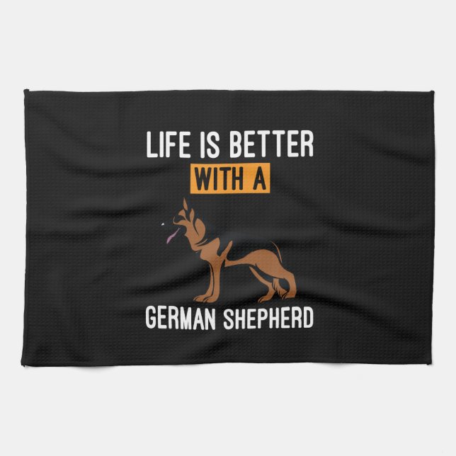 Beekeeper Art With A German Shepherd Tea Towel (Horizontal)