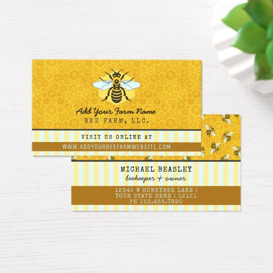 Beekeeper Bee Farm Apiarist Honeybees Honeycomb Business Card