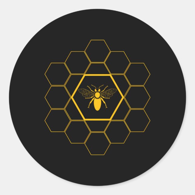 Beekeeper Bee Honeycomb Beekeeg Classic Round Sticker (Front)