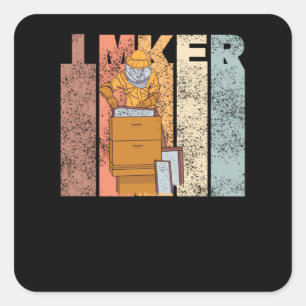 Beekeeper Bee Vintage Retro Save Bees Square Sticker