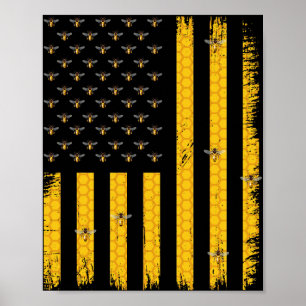 Beekeeper Beekeeping US Flag Poster