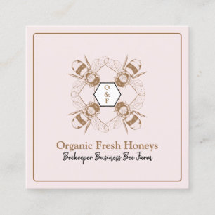 Beekeeper Bees Pink Honeycomb Farm Apiary Square Business Card
