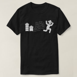 Beekeeper Chased by Bees Funny Running Beekeeper T-Shirt