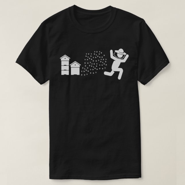 Beekeeper Chased by Bees Funny Running Beekeeper T-Shirt (Design Front)