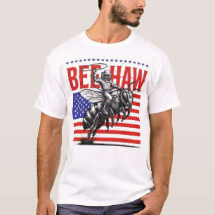 Beekeeper Funny Bee Cowboy Beehaw American Flag T-Shirt