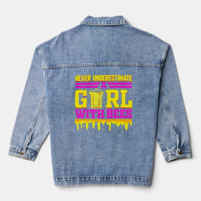Beekeeper Funny Bee For Girls Honey Beekeeping Api Denim Jacket (Back)