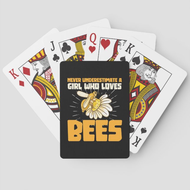 Beekeeper Gift | A Girl Who Loves Bees Playing Cards (Back)