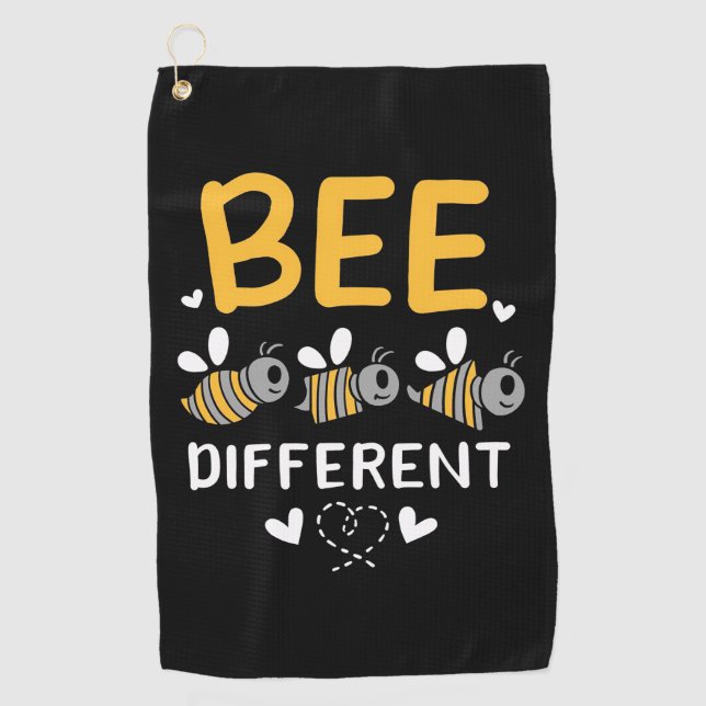 Beekeeper Gift | Bee Different Golf Towel (Front)