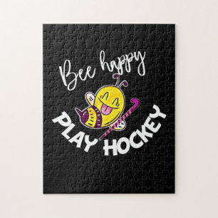 Beekeeper Gift   Bee Happy Play Hockey Jigsaw Puzzle