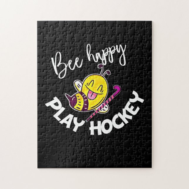 Beekeeper Gift | Bee Happy Play Hockey Jigsaw Puzzle (Vertical)