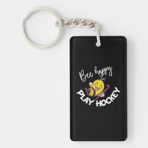 Beekeeper Gift Bee Happy Play Hockey Key Ring