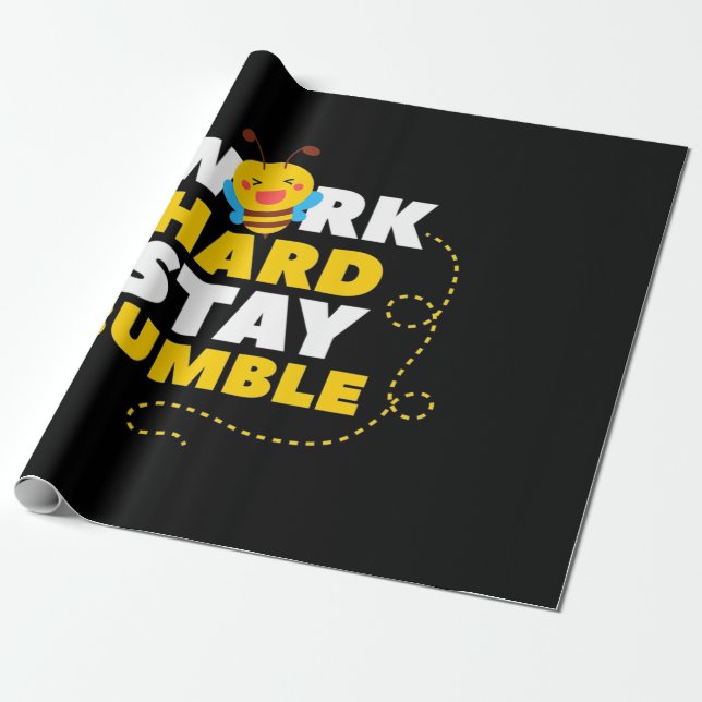 Beekeeper Gift | Bee Work Hard Stay Bumble Wrapping Paper (Unrolled)