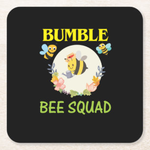 Beekeeper Gift Bumble Bee Squad Square Paper Coaster