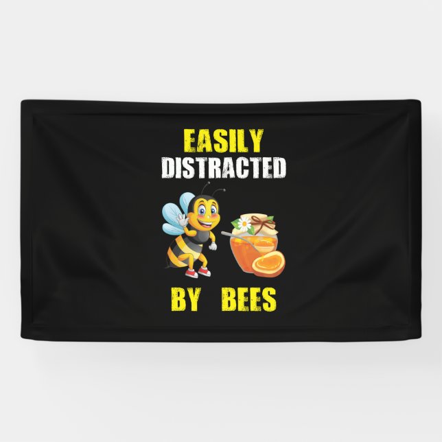 Beekeeper Gift | Easily Distracted By Bees Banner (Horizontal)