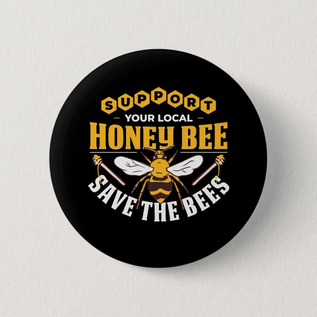 Beekeeper Gift | Honey Bee Save The Bees 6 Cm Round Badge (Front)