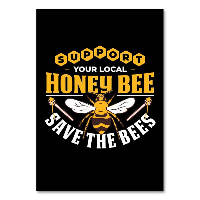 Beekeeper Gift | Honey Bee Save The Bees Table Number (Front)
