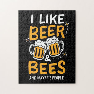 Beekeeper Gift   I Like Beer And Bees Jigsaw Puzzle