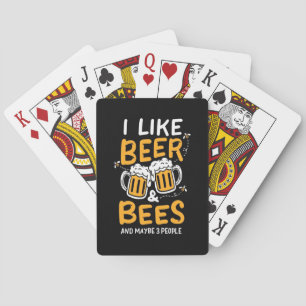 Beekeeper Gift   I Like Beer And Bees Playing Cards