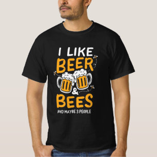 Beekeeper Gift I Like Beer And Bees T-Shirt