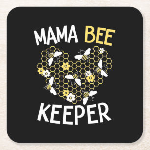Beekeeper Gift Mama Bee Keeper Square Paper Coaster