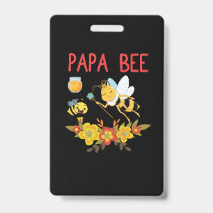 Beekeeper Gift Papa Bee Flowers ID Badge