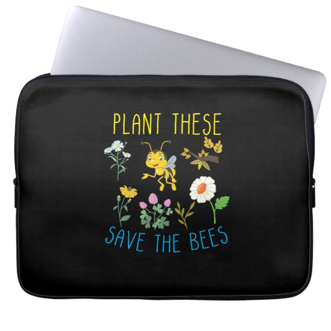 Beekeeper Gift | Plant These Save The Bees Laptop Sleeve (Front)