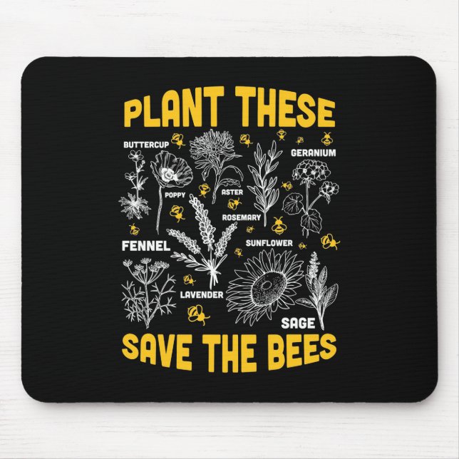 Beekeeper Gift | Plant These Save The Bees Mouse Mat (Front)