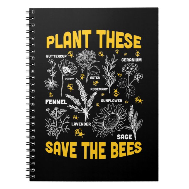 Beekeeper Gift | Plant These Save The Bees Notebook (Front)