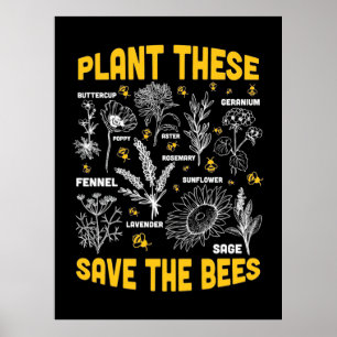 Beekeeper Gift   Plant These Save The Bees Poster