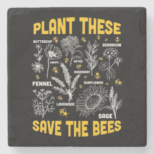 Beekeeper Gift Plant These Save The Bees Stone Coaster