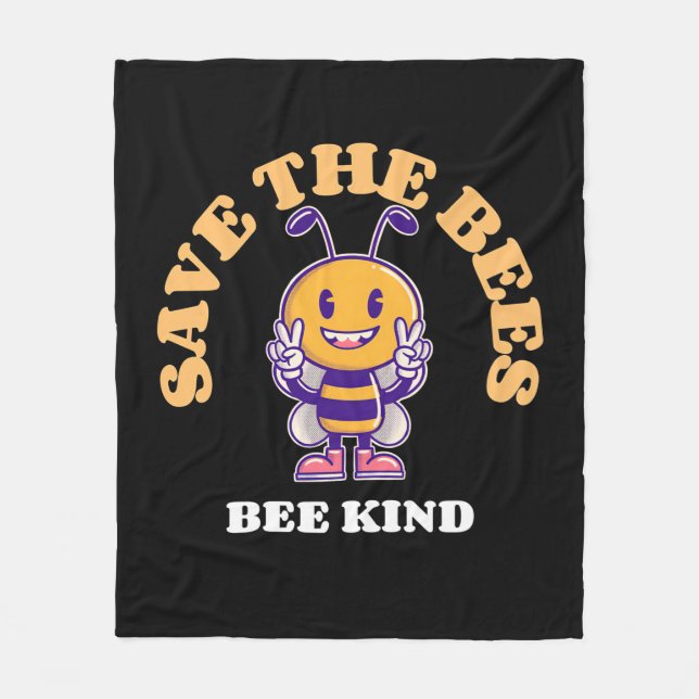 Beekeeper Gift | Save The Bees Be Kind Fleece Blanket (Front)