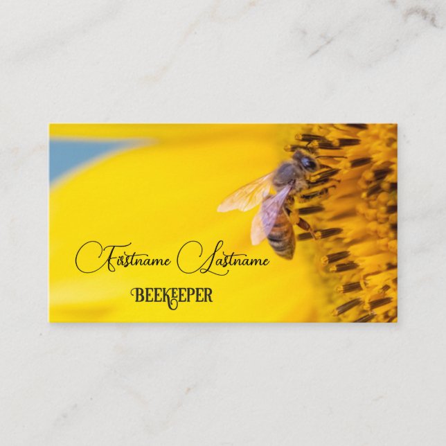 Beekeeper Honey Apiarist honey bee yellow flower Business Card (Front)