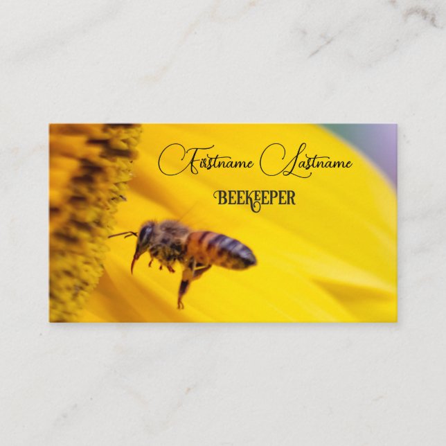 Beekeeper Honey Apiarist honey bee yellow flower Business Card (Front)