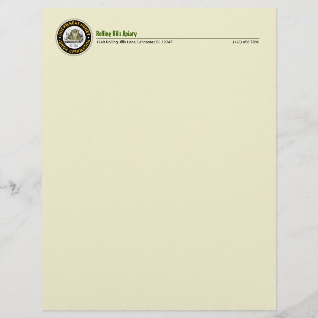 Beekeeper Honey Label Letterhead Stationery (Front)