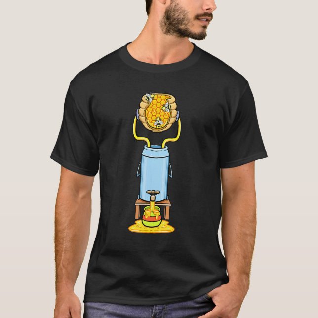 Beekeeper Honeybee Honeycomb With Tap Beekeeping T-Shirt (Front)