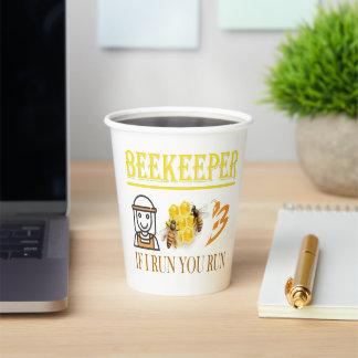 Beekeeper – If I run, you run – Bee – Beekeeping Paper Cups