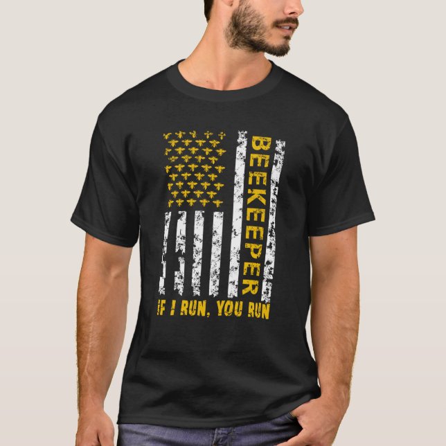 Beekeeper Men Women US Flag Honeybee Beekeeping Be T-Shirt (Front)