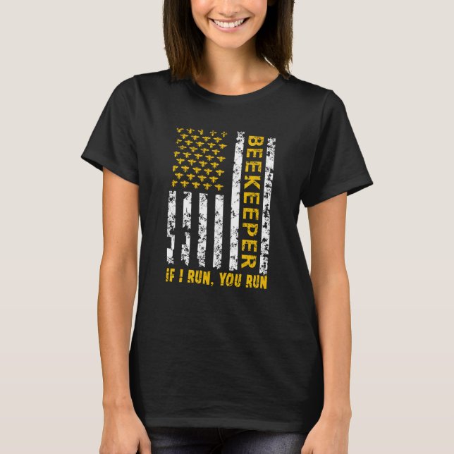 Beekeeper Men Women US Flag Honeybee Beekeeping Be T-Shirt (Front)