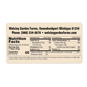 Beekeeper Name Honey Nutrition Facts Antique White