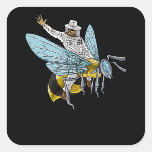Beekeeper On Honeybee bee keeper Funny Square Sticker