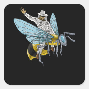Beekeeper On Honeybee bee keeper Funny Square Sticker