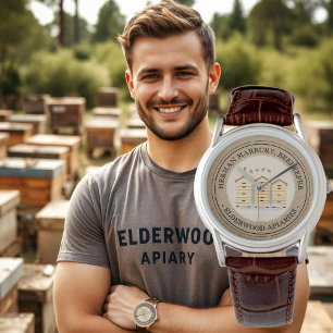 Beekeeper’s Custom Watch with 3 Beehives on Kraft