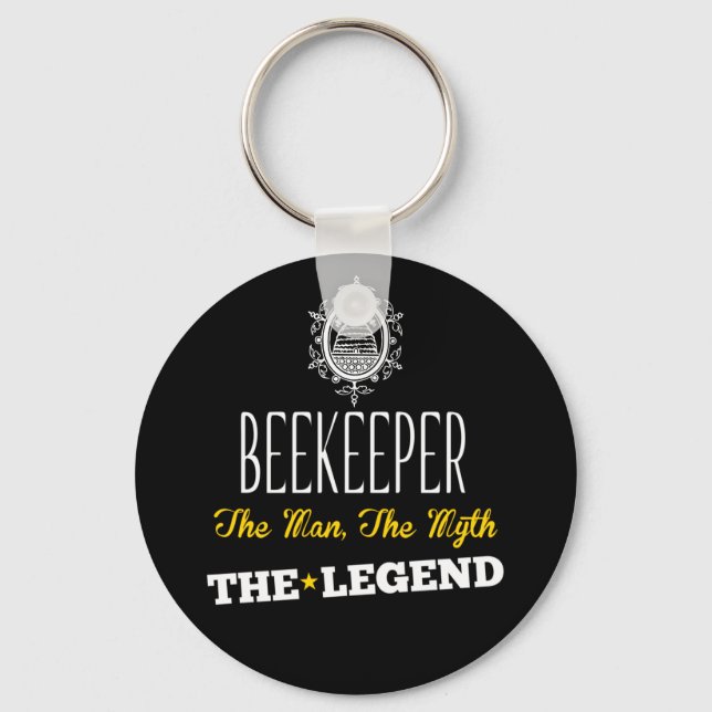 Beekeeper the man, the myth, the legend key ring (Front)
