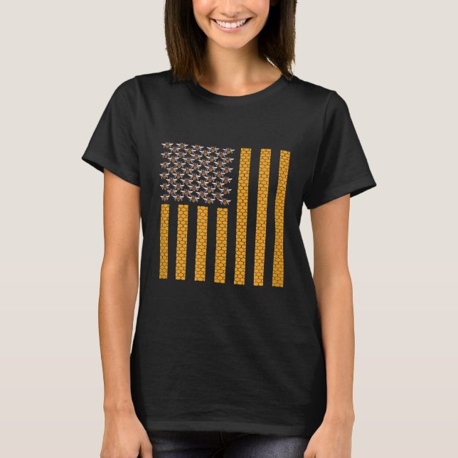 Beekeeper Usa Flag Bee Apiarist Apiculturist Hive  T-Shirt (Front)
